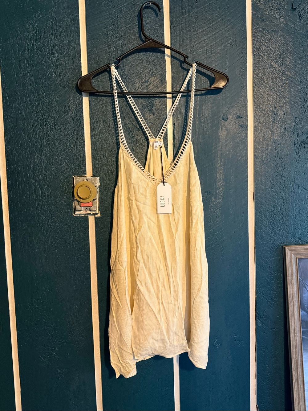 Cream Colored Crochet-Trim Women's Top